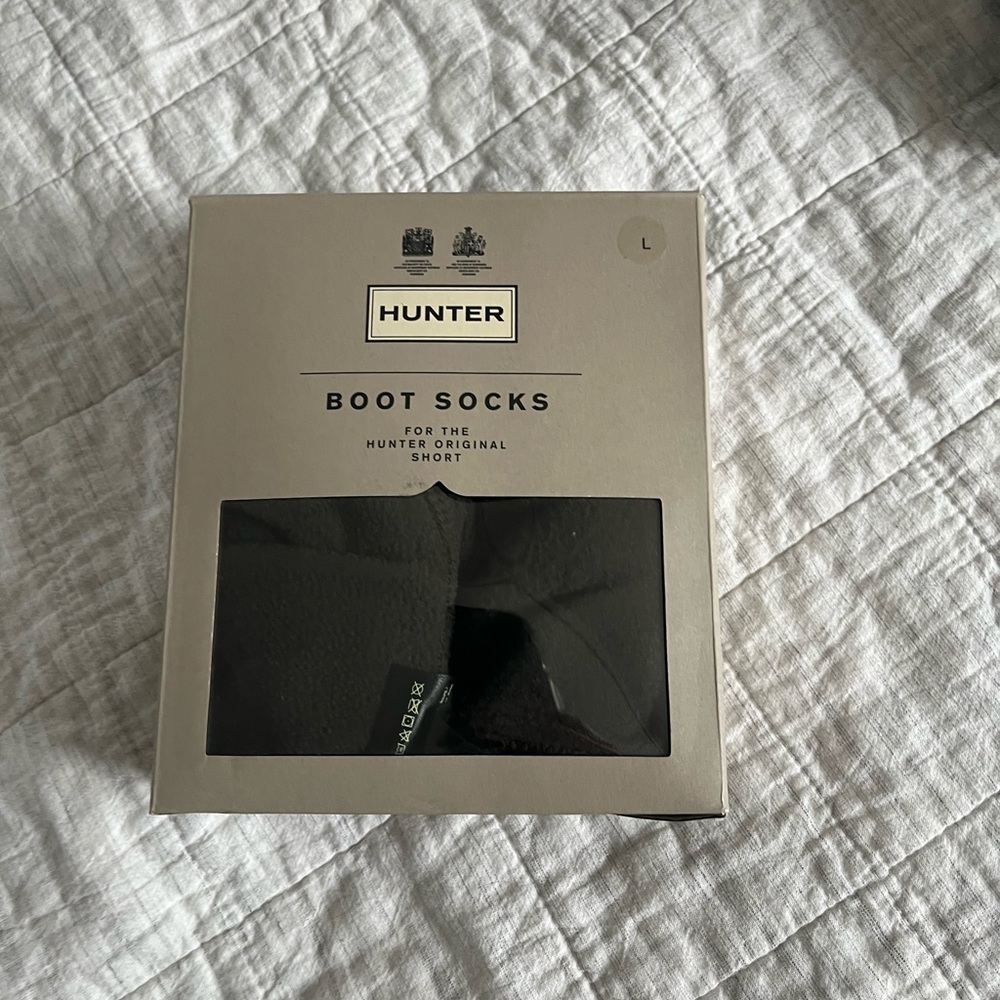Hunter boots women short sock size L dark Olive new in box